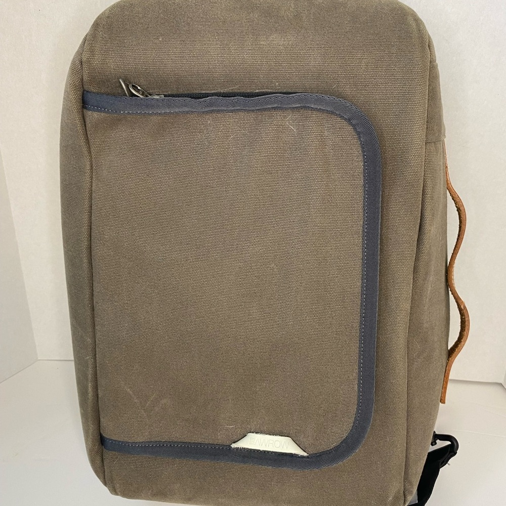 Unisex Tan Canvas Backpack with Gray Trim